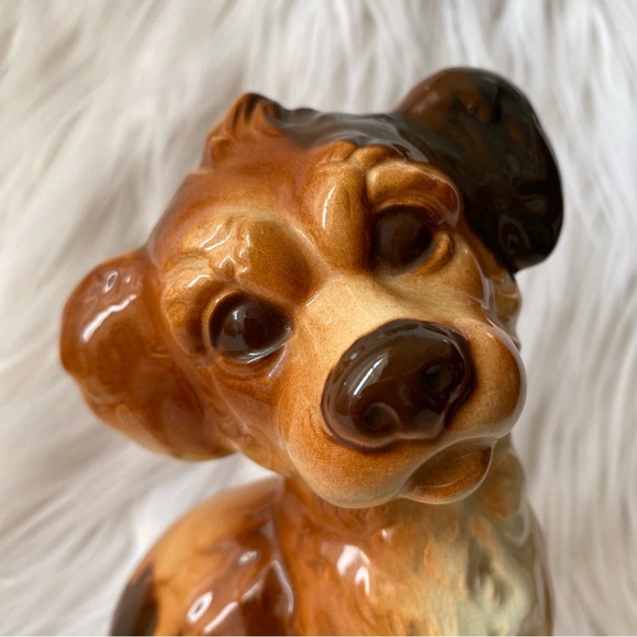 Vintage Royal Copley Ceramic Terrier Puppy Dog Sitting Brown Figurine 50’s Cute - Picture 9 of 9